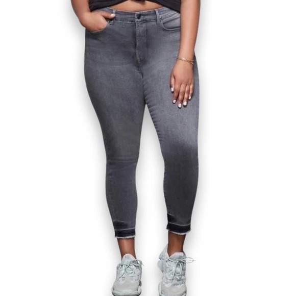 Good American Denim - Good American size 15 NWOT good legs raw hem crop skinny jeans in black